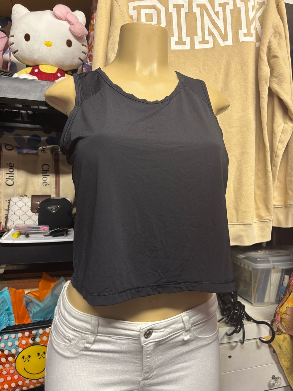 Offline by Aerie Black Women's Sleeveless Crop Tank Top